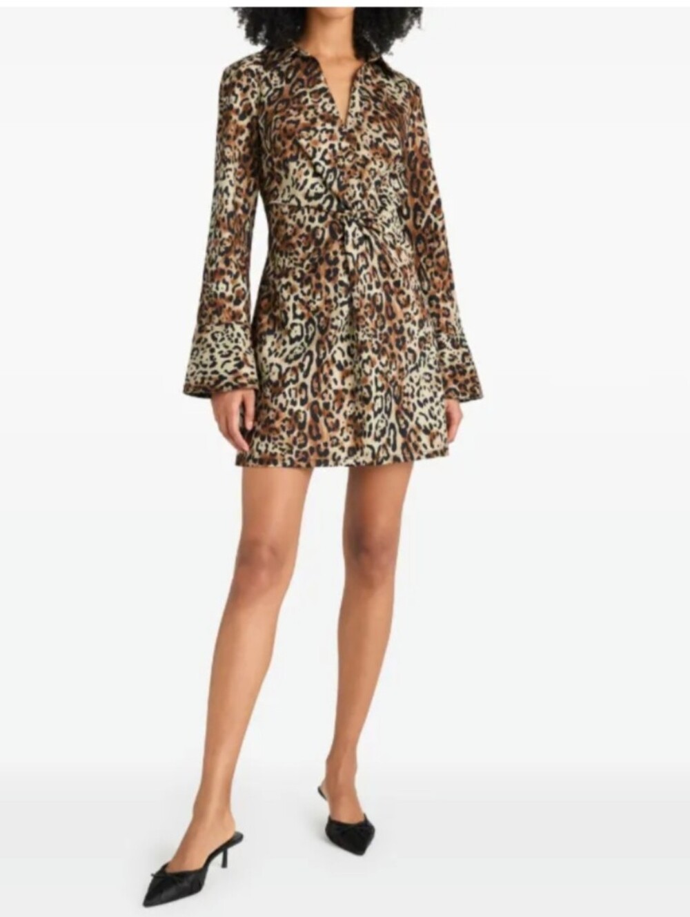 5 cinq a Sept mckenna black Sahara denim Mini dress leopard print Size 4 NWT